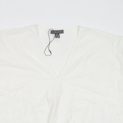 Primark Womens White  Viscose Basic Blouse Size XS V-Neck