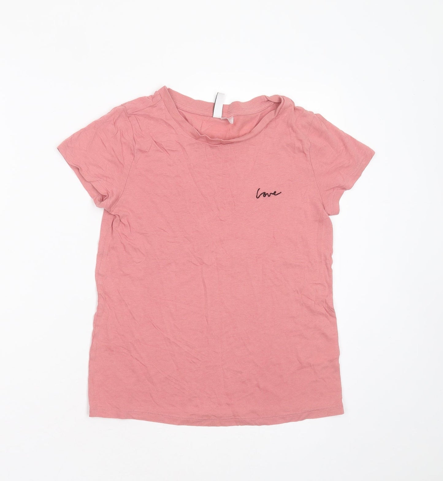 Primark Womens Pink  Cotton Basic T-Shirt Size XS Round Neck