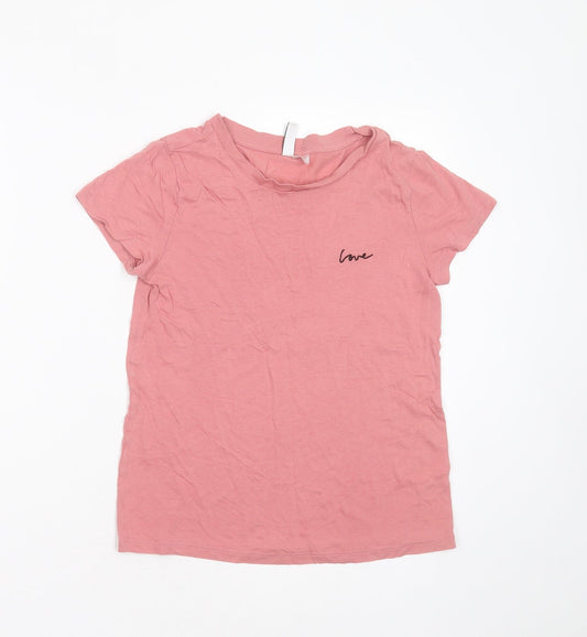 Primark Womens Pink  Cotton Basic T-Shirt Size XS Round Neck