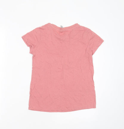 Primark Womens Pink  Cotton Basic T-Shirt Size XS Round Neck