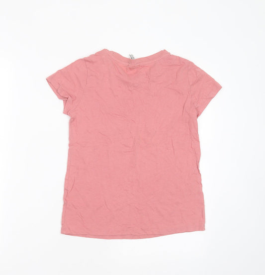 Primark Womens Pink  Cotton Basic T-Shirt Size XS Round Neck