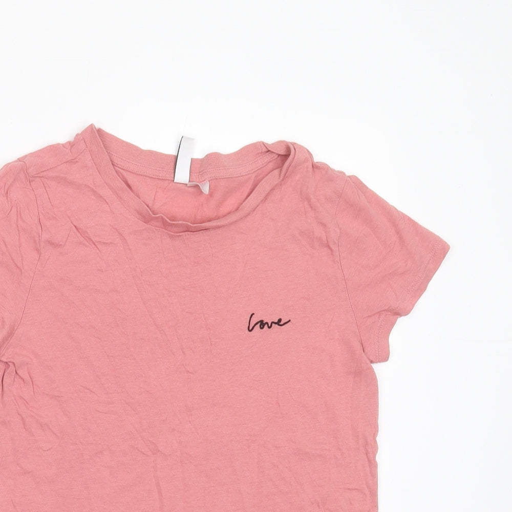 Primark Womens Pink  Cotton Basic T-Shirt Size XS Round Neck