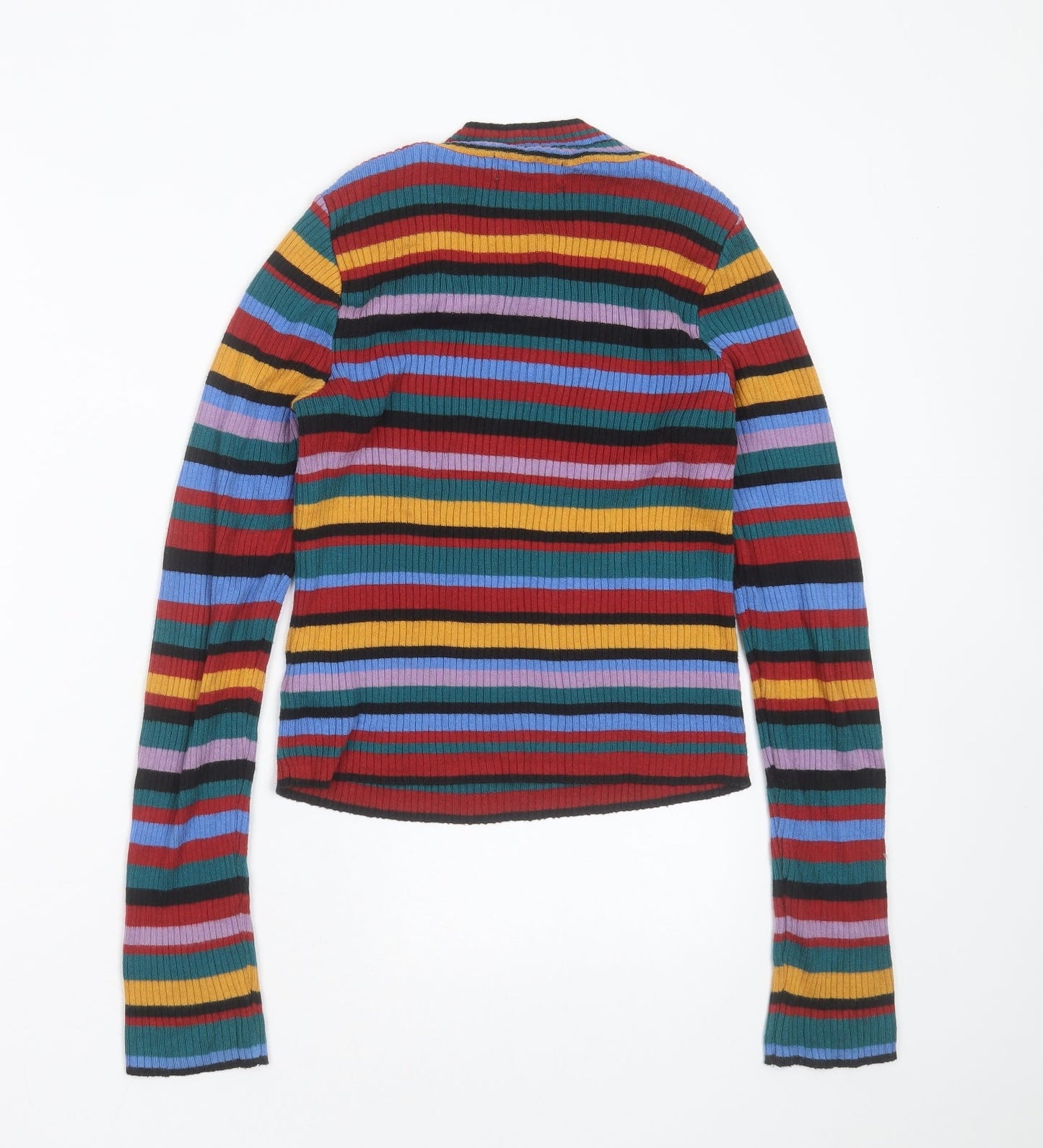 Primark Womens Multicoloured Round Neck Striped Cotton Pullover Jumper Size XS