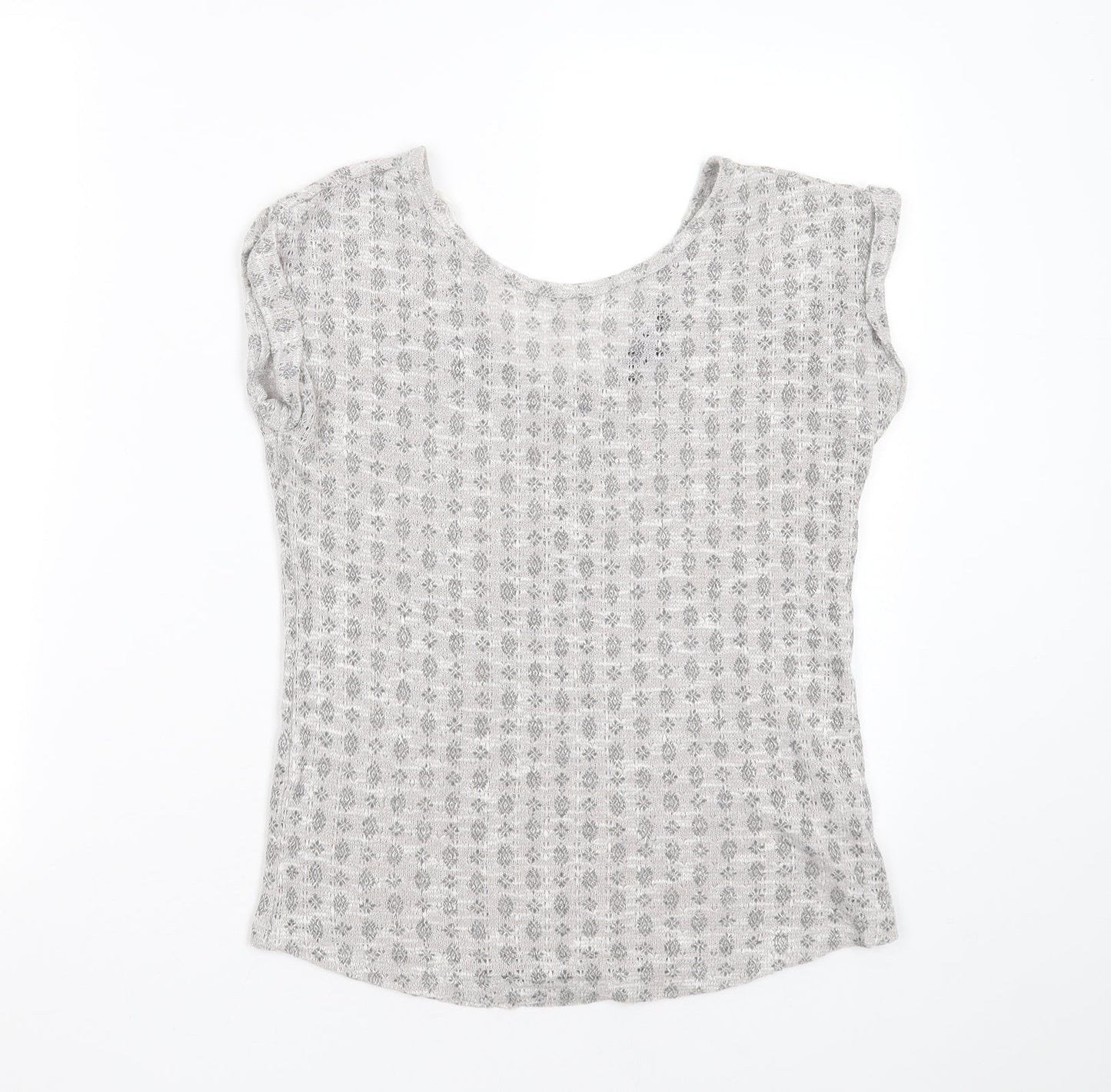 New Look Womens Grey Round Neck Geometric Polyester Pullover Jumper Size 8