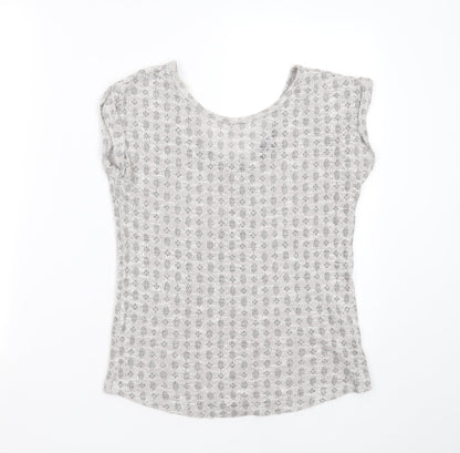 New Look Womens Grey Round Neck Geometric Polyester Pullover Jumper Size 8
