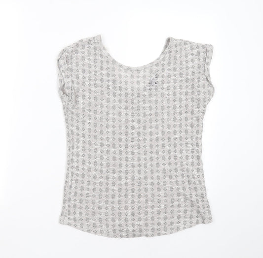 New Look Womens Grey Round Neck Geometric Polyester Pullover Jumper Size 8