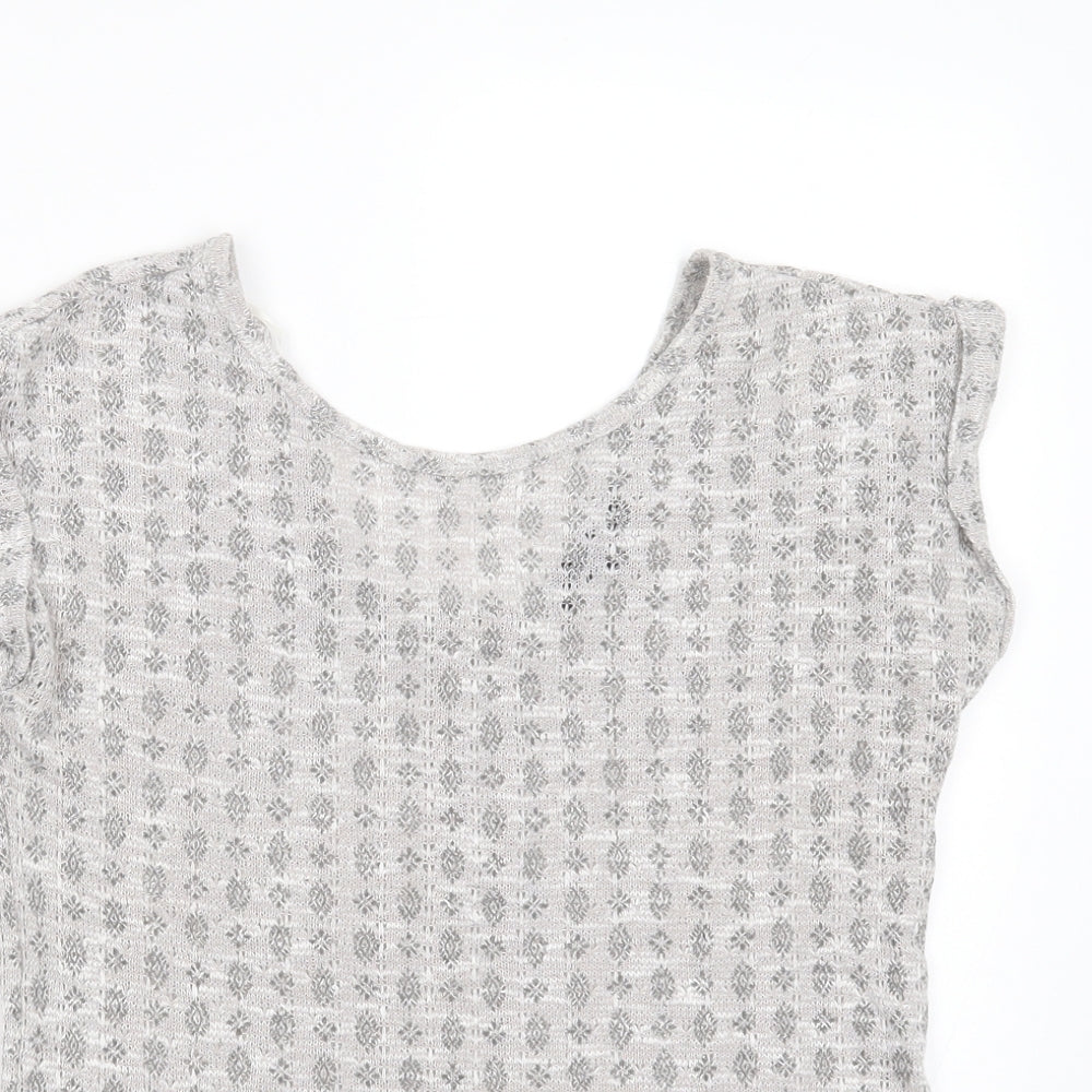 New Look Womens Grey Round Neck Geometric Polyester Pullover Jumper Size 8