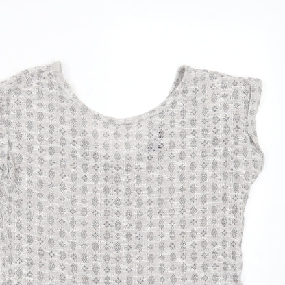New Look Womens Grey Round Neck Geometric Polyester Pullover Jumper Size 8