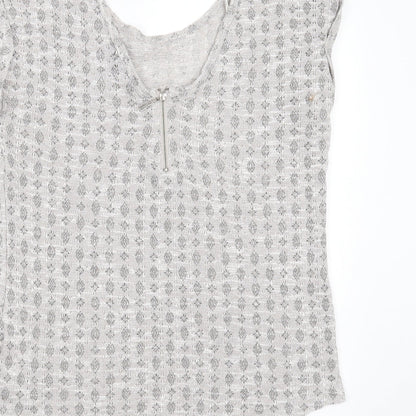 New Look Womens Grey Round Neck Geometric Polyester Pullover Jumper Size 8