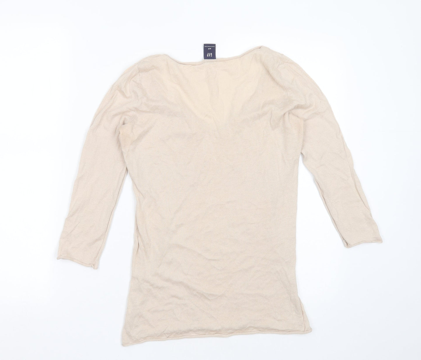 Gap Womens Beige V-Neck  Cotton Pullover Jumper Size S