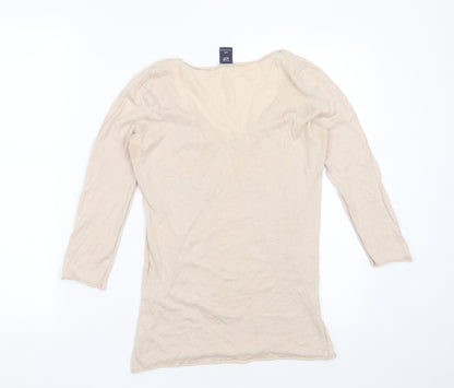 Gap Womens Beige V-Neck  Cotton Pullover Jumper Size S