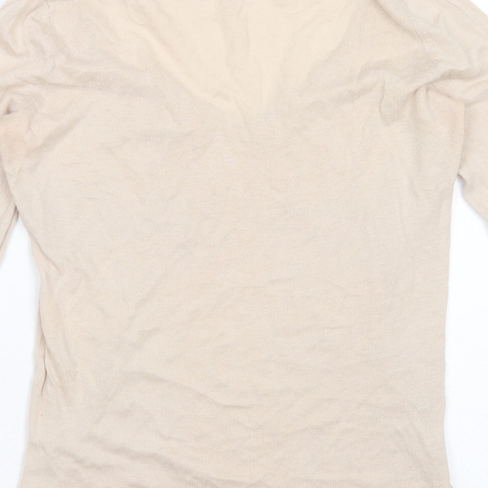 Gap Womens Beige V-Neck  Cotton Pullover Jumper Size S