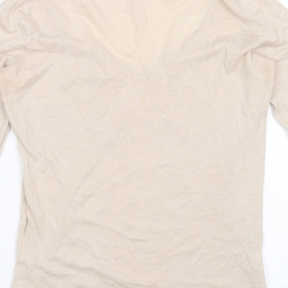 Gap Womens Beige V-Neck  Cotton Pullover Jumper Size S