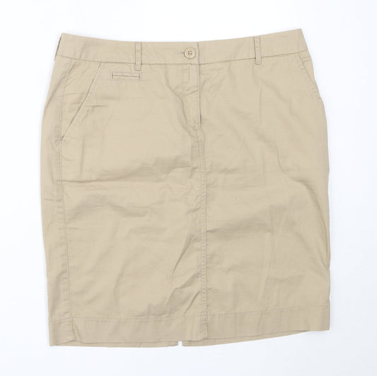 Marks and Spencer Womens Beige  Cotton Straight & Pencil Skirt Size 12