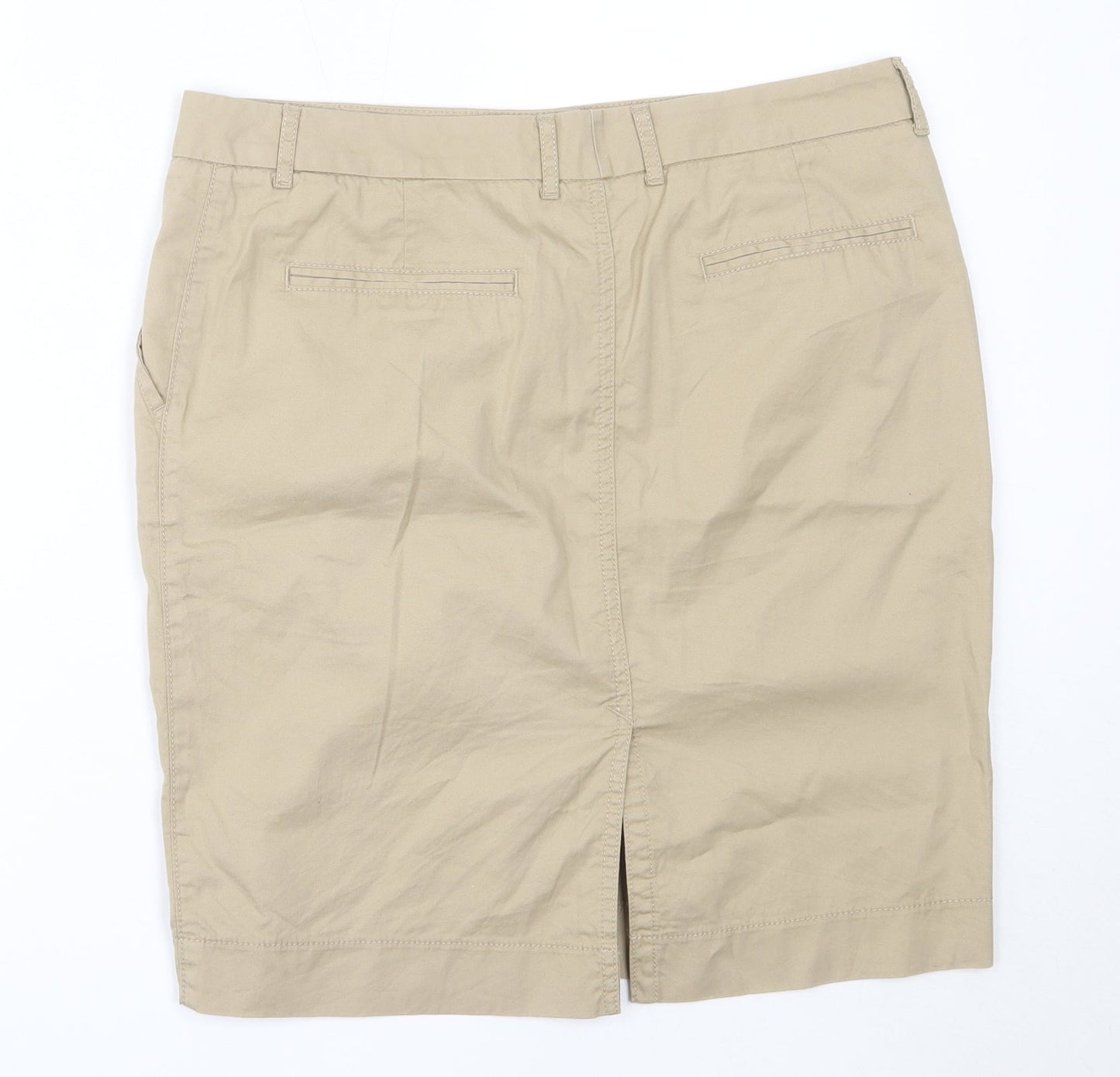 Marks and Spencer Womens Beige  Cotton Straight & Pencil Skirt Size 12