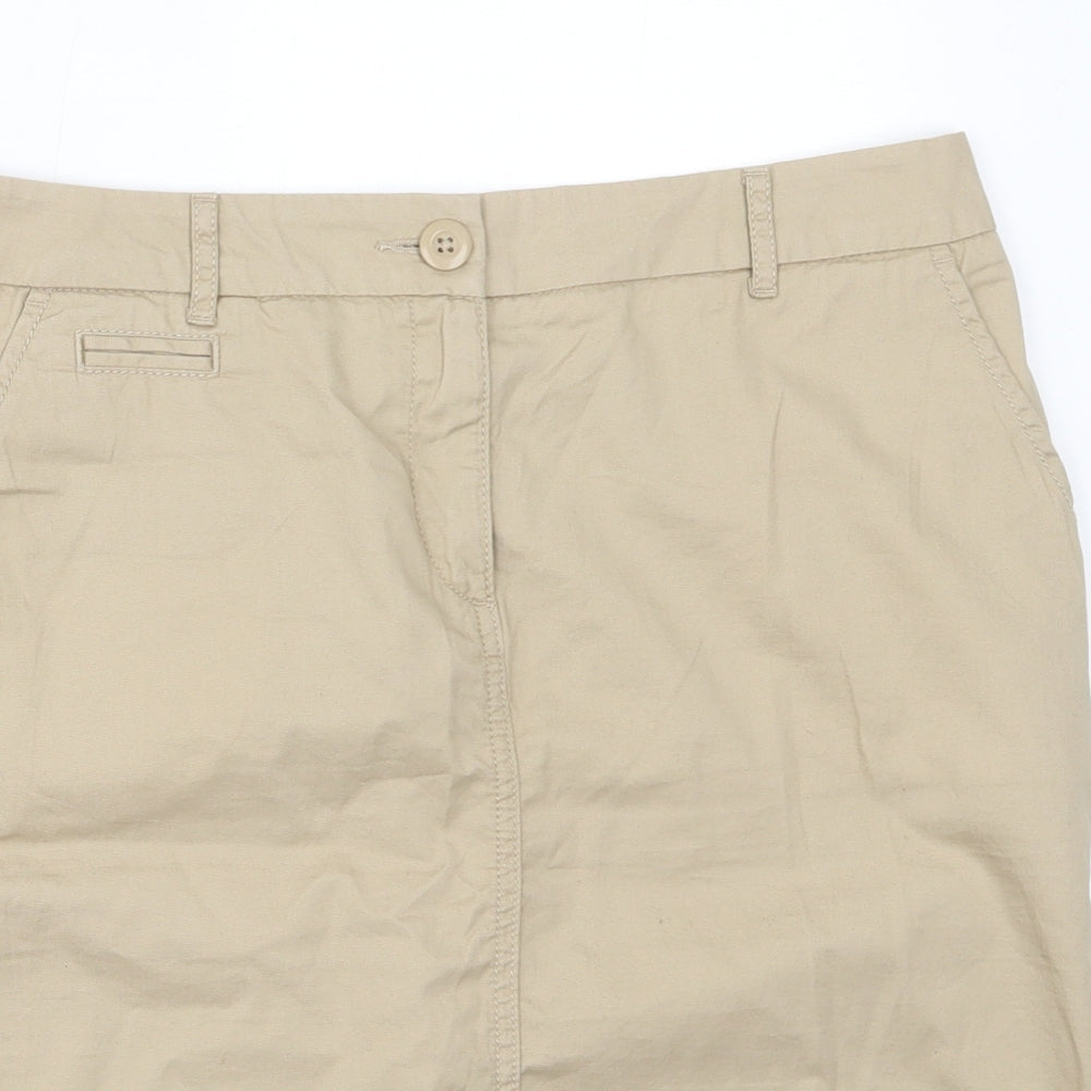 Marks and Spencer Womens Beige  Cotton Straight & Pencil Skirt Size 12