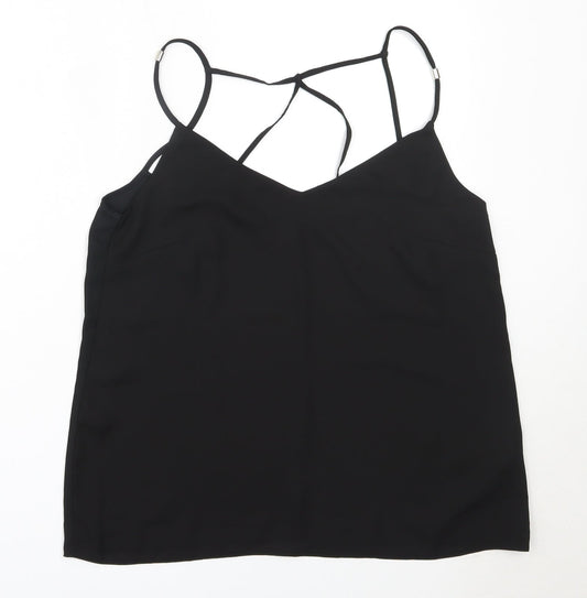 Lipsy Womens Black  Polyester Camisole Blouse Size 10 V-Neck