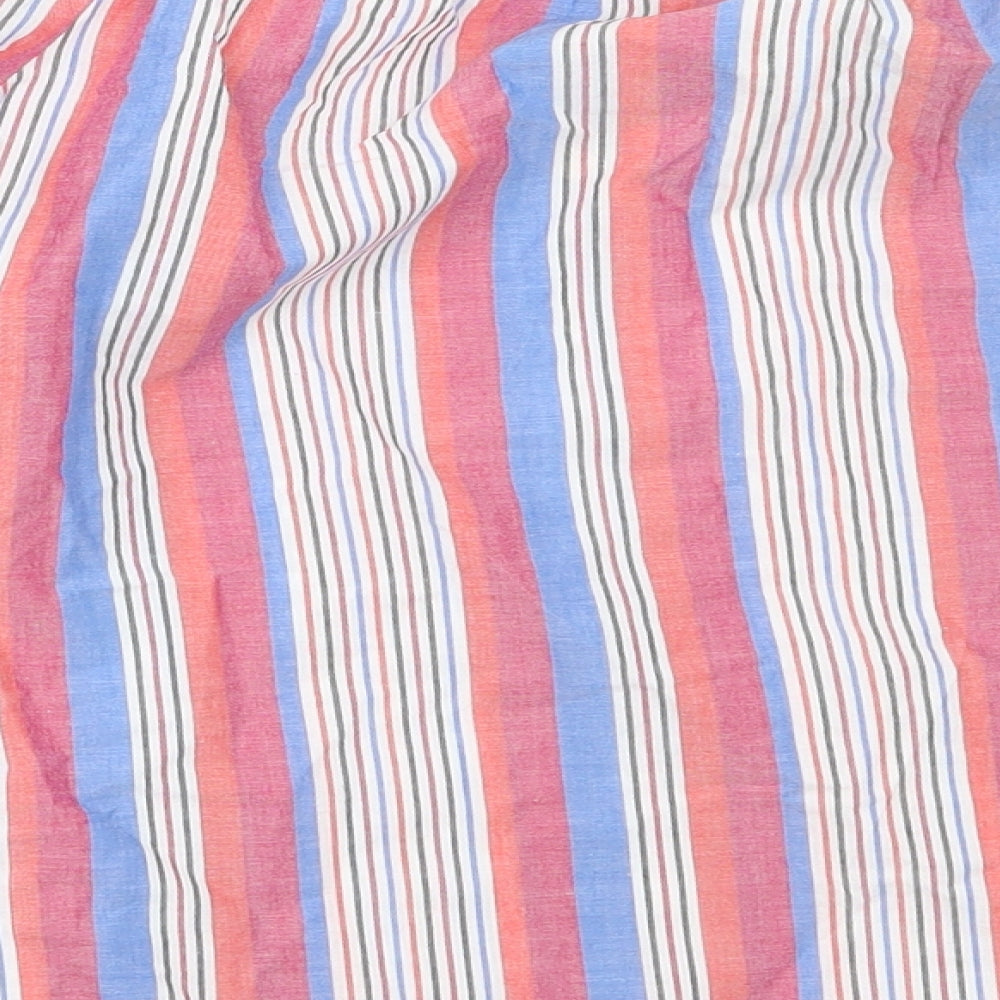 Papaya Womens Red Striped Cotton Basic Blouse Size 8 Off the Shoulder