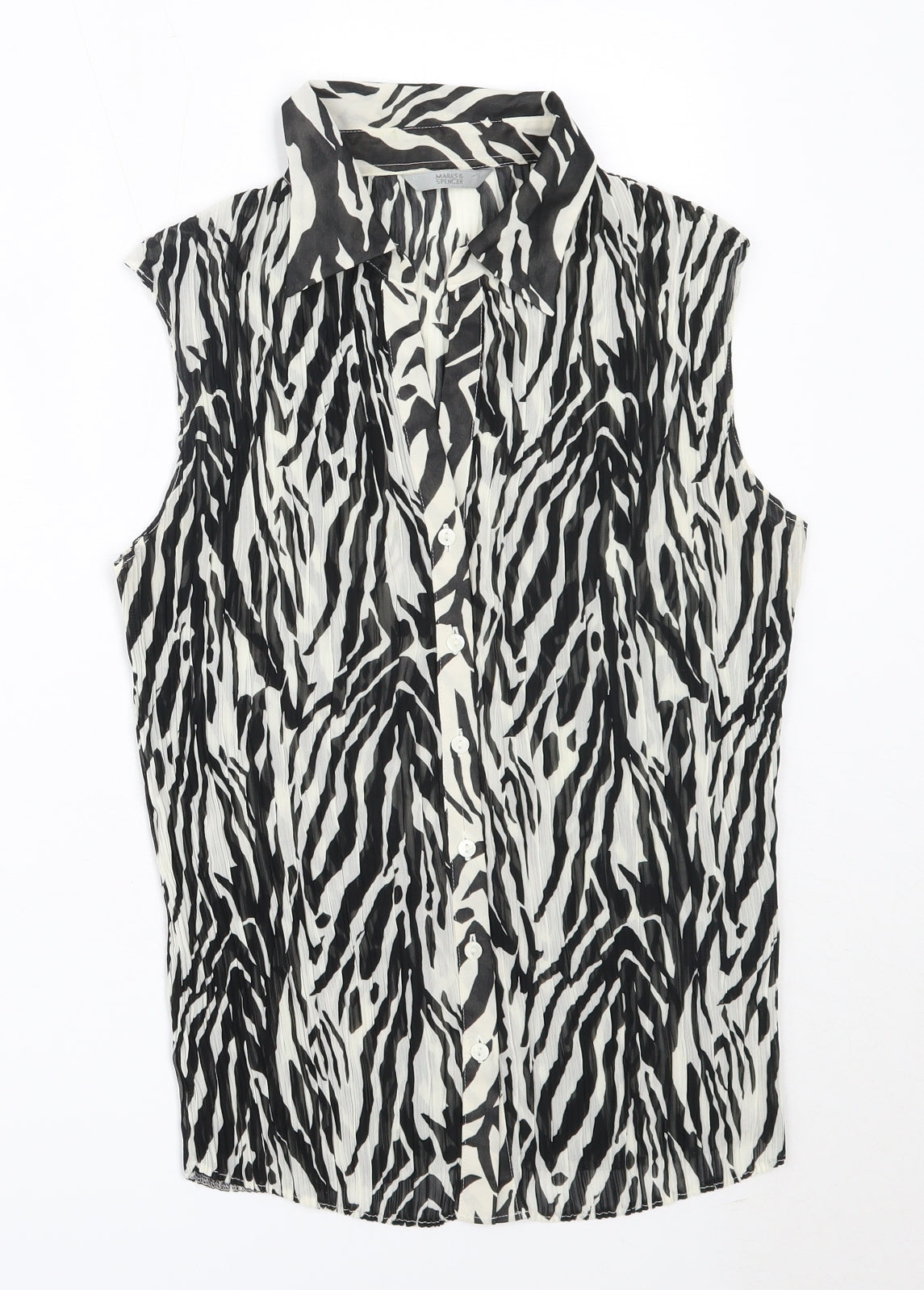 Womens UK Size 14 Marks and Spencer Black Basic Button-Up