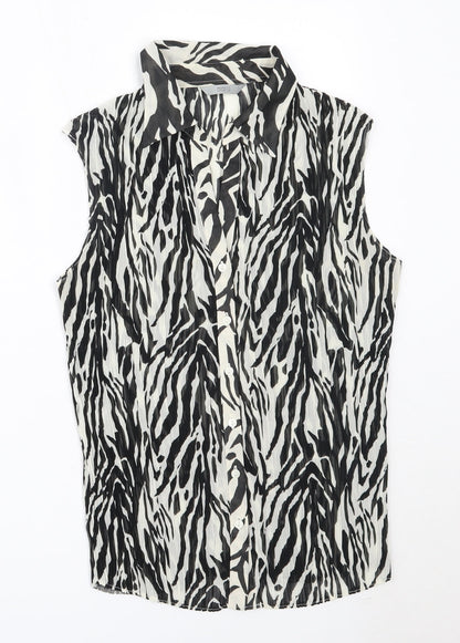 Womens UK Size 14 Marks and Spencer Black Basic Button-Up