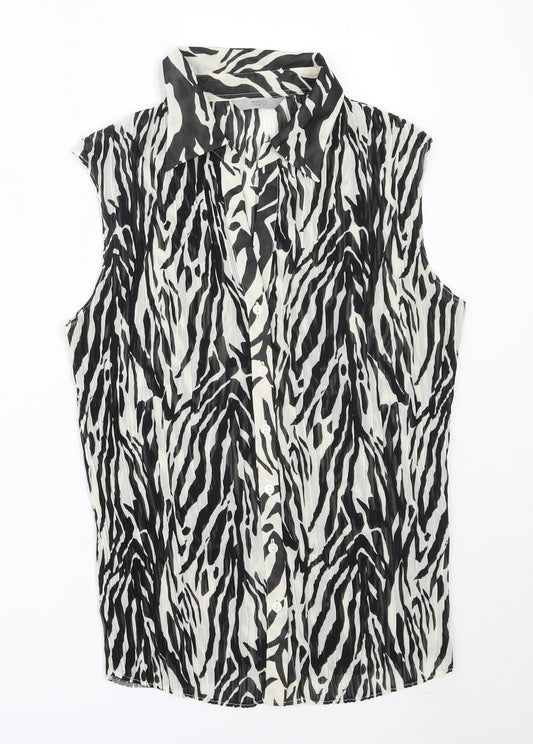 Womens UK Size 14 Marks and Spencer Black Basic Button-Up