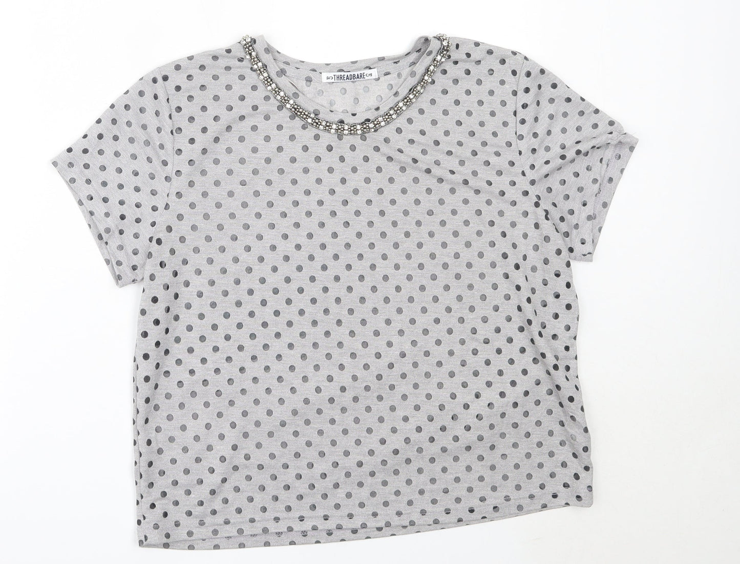 Womens UK Size 12 Threadbare Grey Basic Blouse