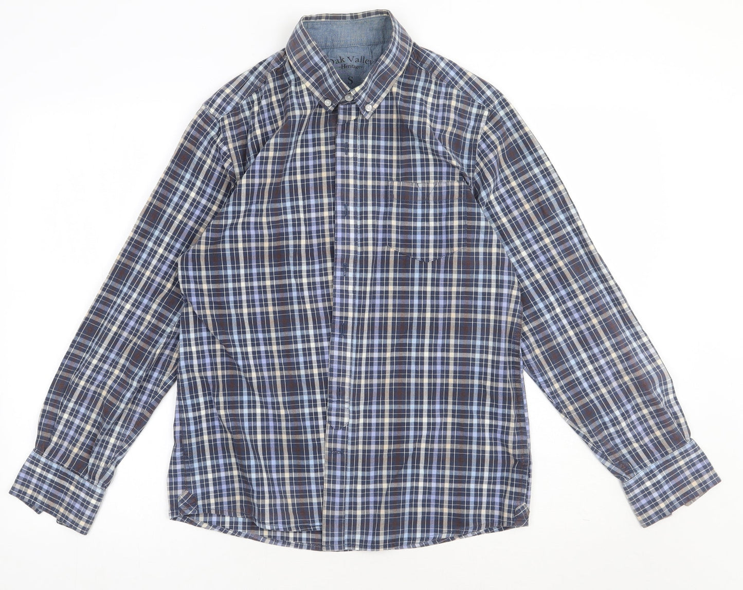 Mens UK Size S Oak valley Blue  Button-Up Long Sleeve Casual Shirt