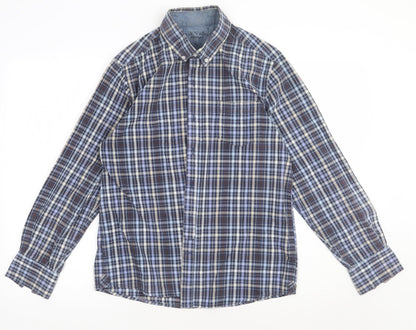 Mens UK Size S Oak valley Blue  Button-Up Long Sleeve Casual Shirt