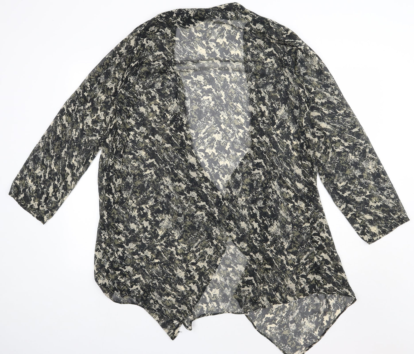 Kushi Womens Green V-Neck Animal Print Polyester Cape Jumper Size 16