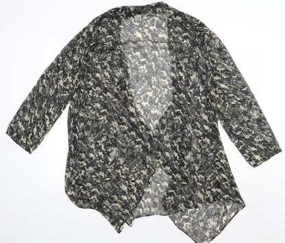 Kushi Womens Green V-Neck Animal Print Polyester Cape Jumper Size 16