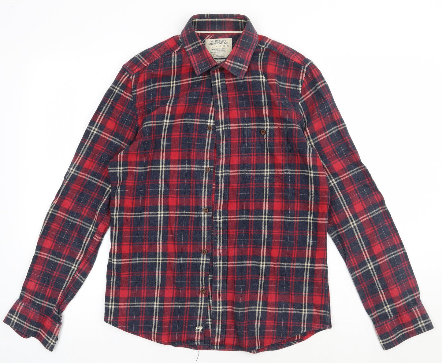 Mens UK Size S Burton Red  Button-Up Long Sleeve Casual Shirt