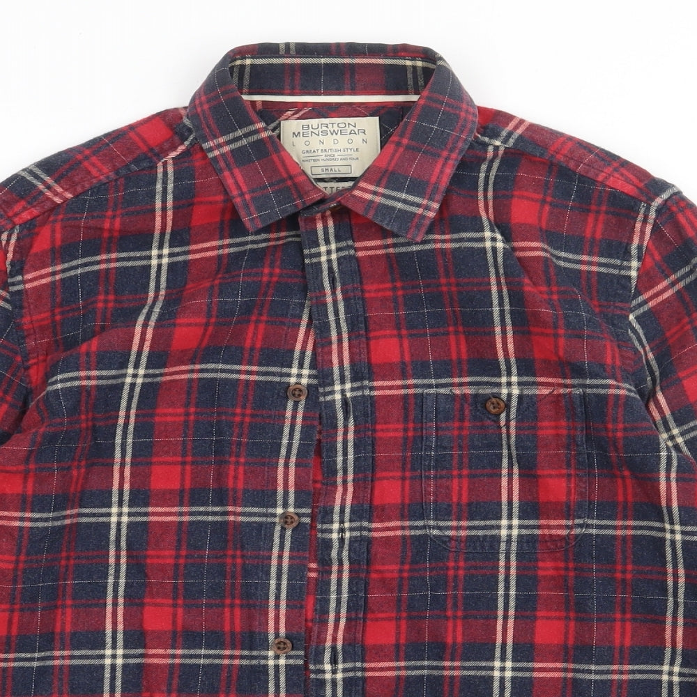 Mens UK Size S Burton Red  Button-Up Long Sleeve Casual Shirt