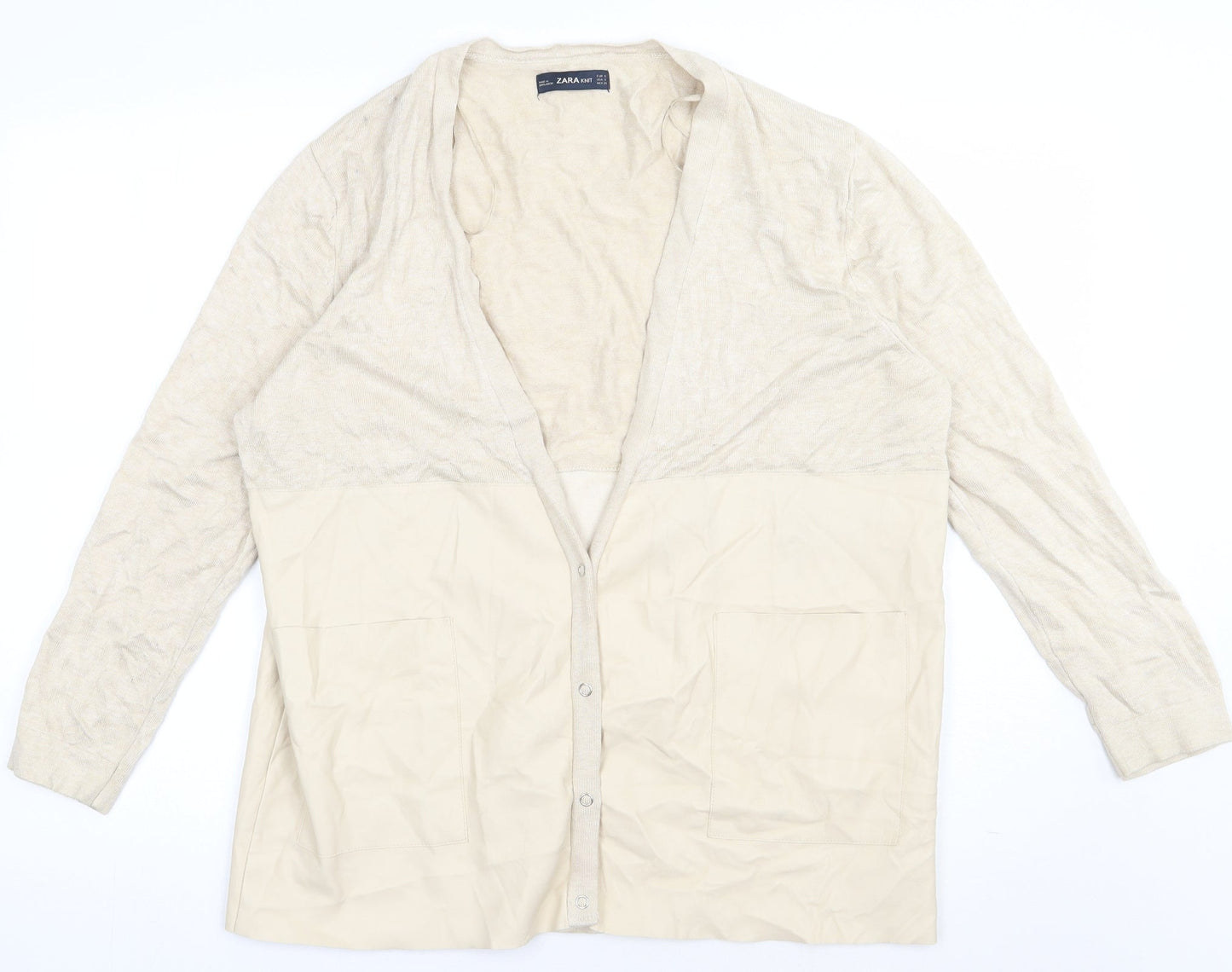 Womens UK Size S Zara Beige Cardigan Jumper