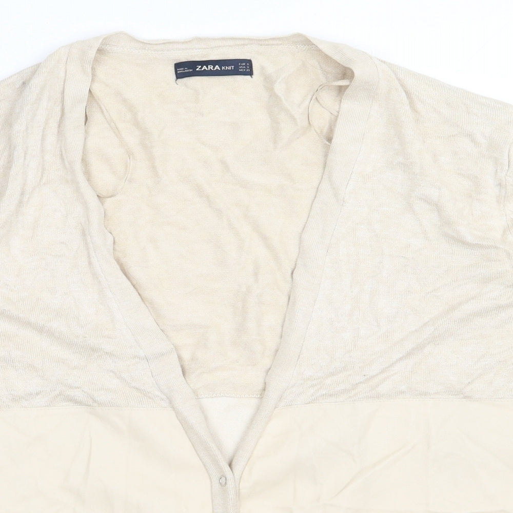 Womens UK Size S Zara Beige Cardigan Jumper