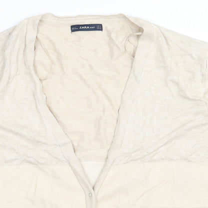 Womens UK Size S Zara Beige Cardigan Jumper