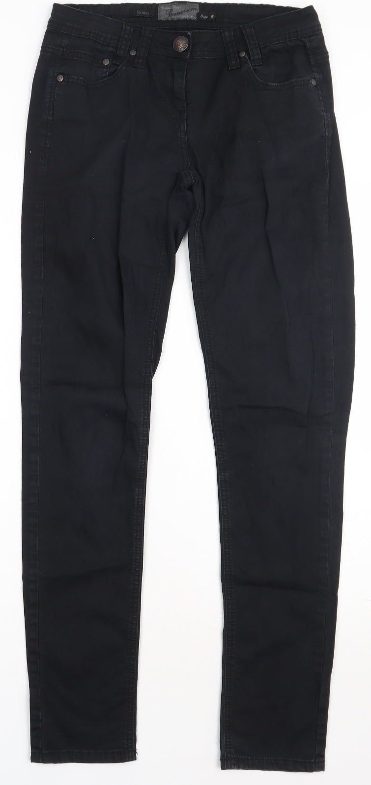 bliss Womens Black  Cotton Straight Jeans Size 8 L32 in Regular Button