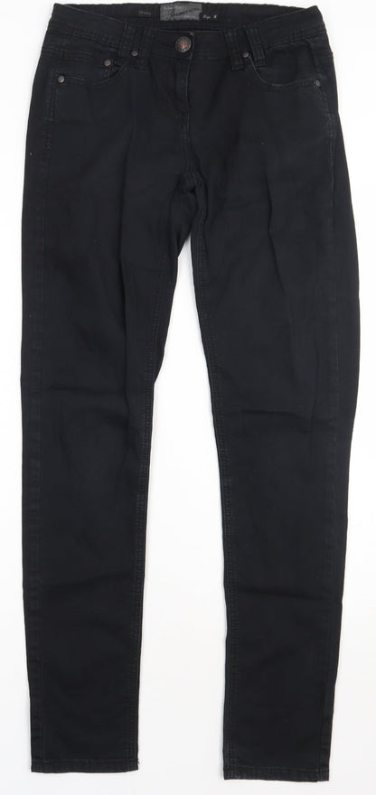 bliss Womens Black  Cotton Straight Jeans Size 8 L32 in Regular Button