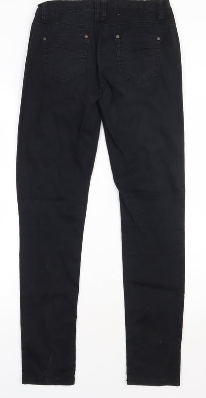 bliss Womens Black  Cotton Straight Jeans Size 8 L32 in Regular Button