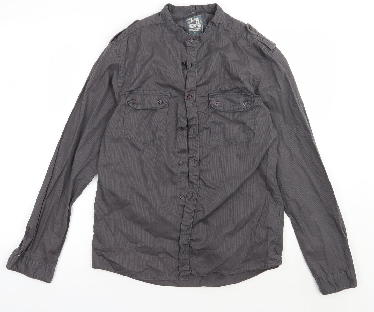 Mens UK Size S Burton Grey  Button-Up Long Sleeve Casual Shirt