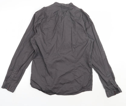 Mens UK Size S Burton Grey  Button-Up Long Sleeve Casual Shirt