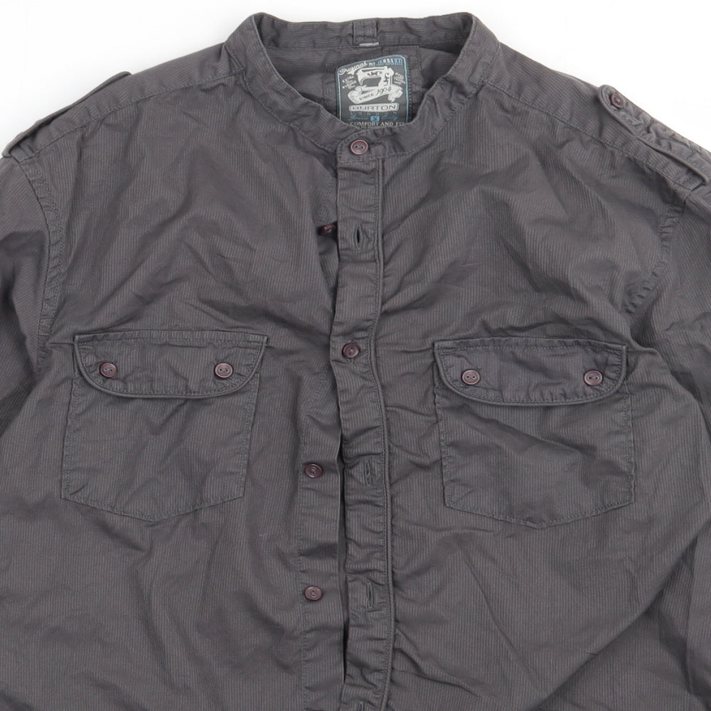 Mens UK Size S Burton Grey  Button-Up Long Sleeve Casual Shirt