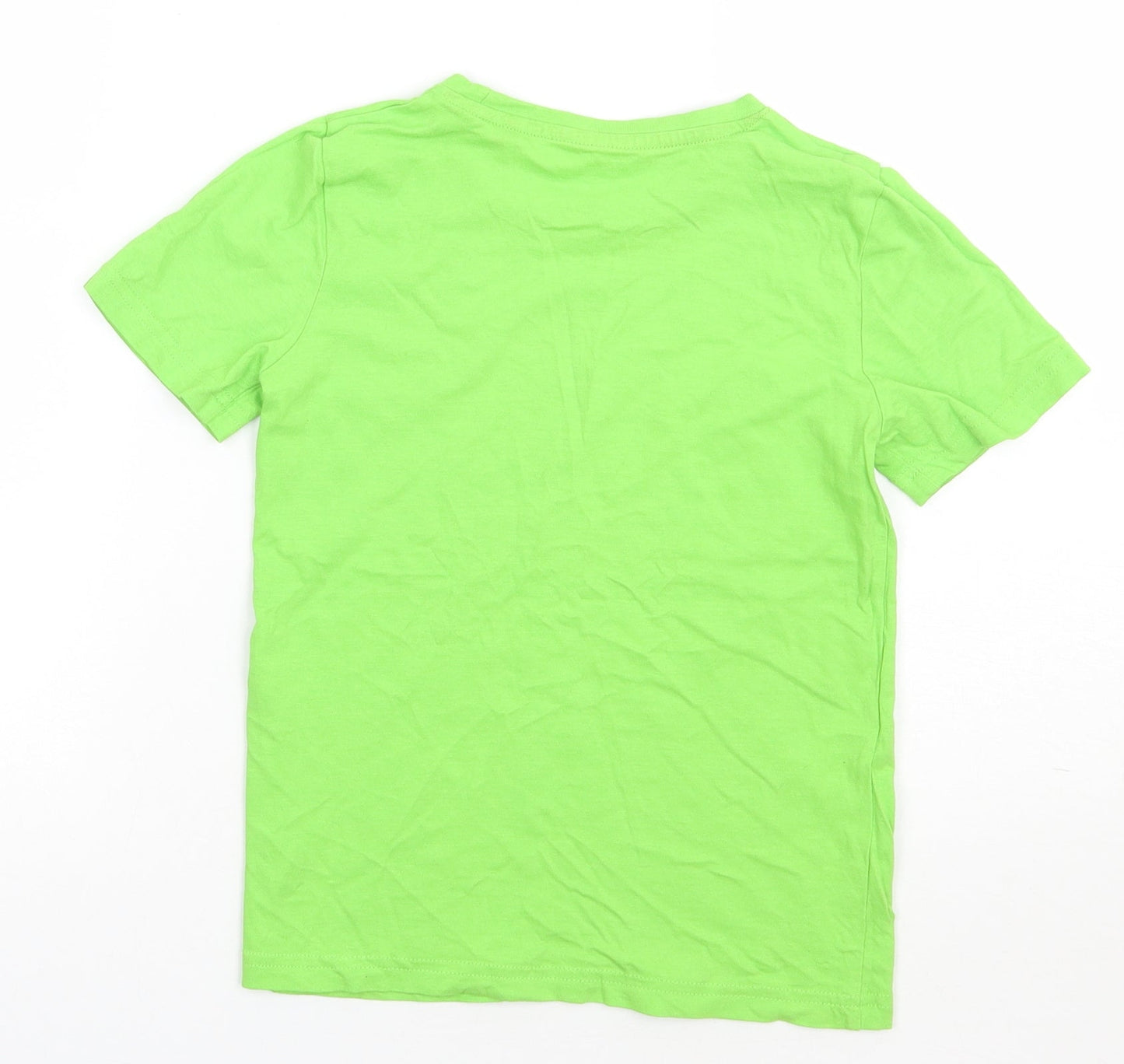 Sainsburys Girls Green  Cotton Basic T-Shirt Size 8 Years Crew Neck Pullover