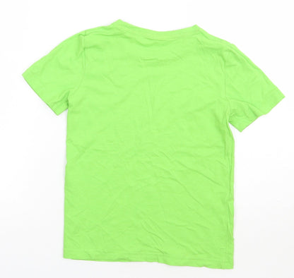 Sainsburys Girls Green  Cotton Basic T-Shirt Size 8 Years Crew Neck Pullover