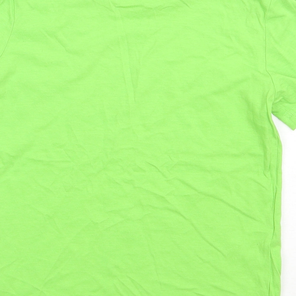 Sainsburys Girls Green  Cotton Basic T-Shirt Size 8 Years Crew Neck Pullover