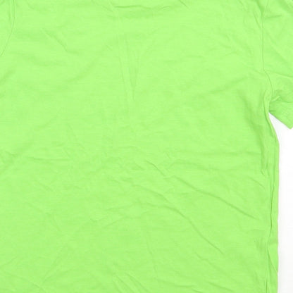 Sainsburys Girls Green  Cotton Basic T-Shirt Size 8 Years Crew Neck Pullover