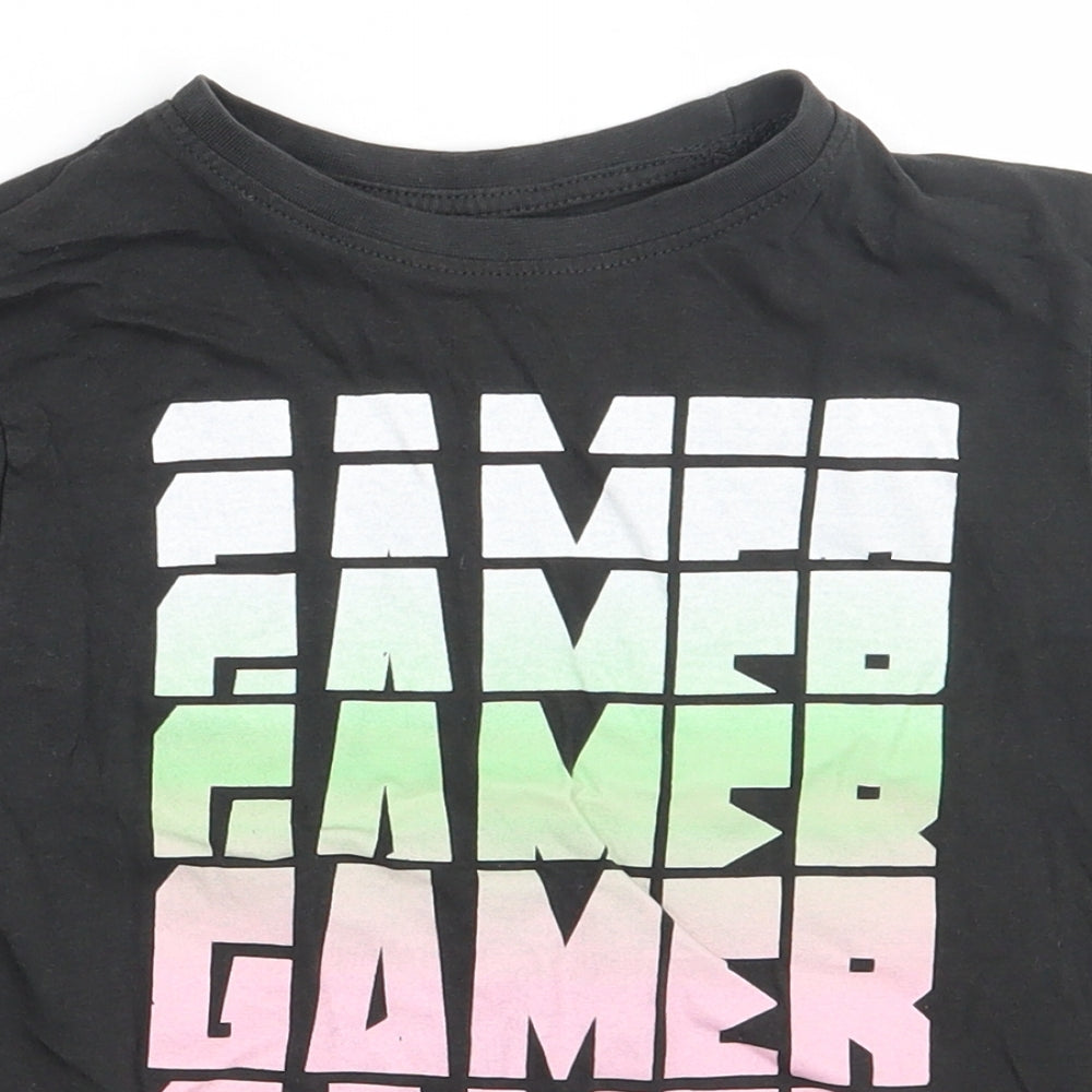 Primark Boys Grey  Cotton Basic T-Shirt Size 7-8 Years Crew Neck Pullover - Gamer