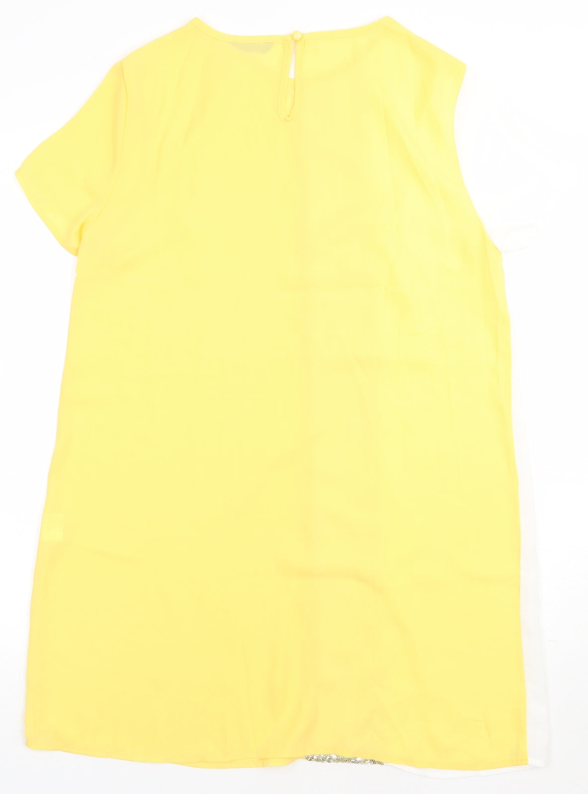 SheIn Womens Yellow Striped Polyester A-Line  Size S  Crew Neck Pullover - Sparkly