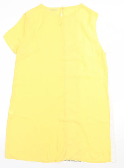 SheIn Womens Yellow Striped Polyester A-Line  Size S  Crew Neck Pullover - Sparkly