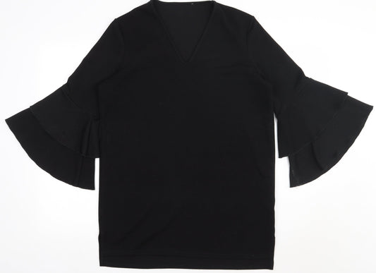 Womens UK Size 12 Preworn Black Basic Blouse