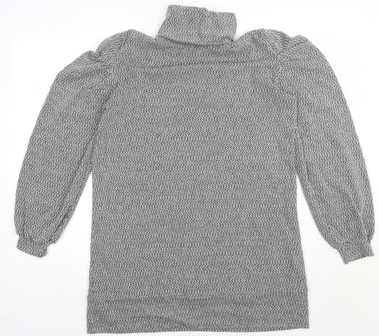 Boohoo Womens Grey  Polyester A-Line  Size 12  Roll Neck Pullover